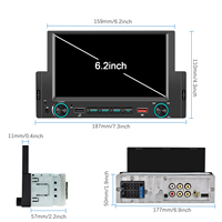 Podofo – autoradio filaire Carplay Android Auto, lecteur MP5, BT, FM, USB, Charge rapide, Microphone externe, nouveau Design, 6.2 pouces, 1 Din