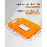 Plateau en acrylique translucide orange élégant pour table basse, cuisine, coiffeuse - Organisateur durable et moderne jetable