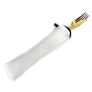 Ensemble de couverts de voyage portables couleur blanche par sublimation sac porte-couverts ensemble de vaisselle en néoprène sac - Product Image 5