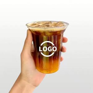 Gobelets en plastique PET à paroi simple, écologiques, jetables, avec logo personnalisé, diamètre 89 mm, fond plat, tailles 10/12/14/16/20/24 oz, pour thé et lait - Product Image 2