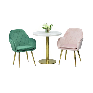 Chaise de salle à manger en tissu velours, meuble de Restaurant de luxe, accoudoir moderne, pieds en métal, 2 pièces - Product Image 5