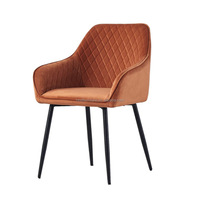 Sortie d'usine jambe en métal nordique velours fauteuil salle à manger Restaurant meubles confortable chaise de salle à manger maison chaise de salle à manger moderne