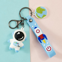 Porte-clés 3D en PVC avec pendentif pour sac de voiture, dessin animé mignon, astronaute, astronaute, cadeau de couple