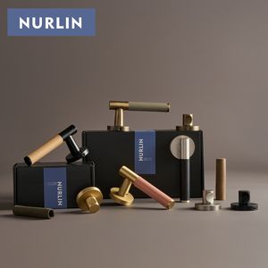 Nurlin cuero Real latón puerta habitación palanca manija conjunto mortaja pasaje privacidad <span class=keywords><strong>Thumble</strong></span> Turn Deadbol maniquí latón antiguo bronce - Product Image 2