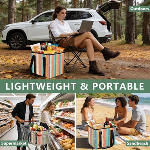 Heavy Duty Reusable Grocery <b>Bags</b>, Collapsible Shopping Tote with Handles, Waterproof <b>Foldable</b> Basket for Car Trunk - Product Image 6