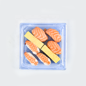 <strong>7</strong> <strong>Inch</strong> Square Blue Sushi to Go <strong>Boxes</strong> Takeaway Sushi Packaging Trays PET Disposable Plastic Sushi Container with Anti-fog Lid - Product Image 3