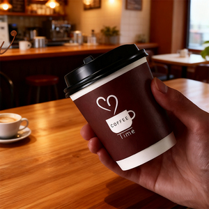 Gobelet à café en papier personnalisé de 12 oz à double paroi pour boissons chaudes, imprimé offset, avec couvercles, pour vente à emporter - Product Image 5