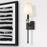 Lampu Dinding Besi Hitam Desain Baru ETL Stok AS, Lampu Dinding Modern untuk Rumah, Hotel, Dekorasi dengan Kap Lampu Kain Kerucut