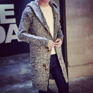 Wholesale Custom Solid Long Sleeved <strong>Cardigan</strong> Plus Size Hooded <strong>Men</strong> Knit <strong>Chunky</strong> <strong>Cardigan</strong> - Product Image 4