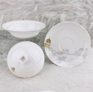 Vaisselle en porcelaine d'art oriental vintage, bol en céramique et assiette à condiments peints à la main en Chine - Product Image 5