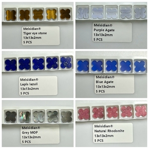 HQ Gems Colors quadrifoglio 13mm larghezza 2mm spessore Natural Green Malachite Tiger Eye MOP Red Blue Agate Onxy - Product Image 3
