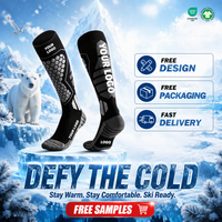 Chaussettes de ski en laine mérinos thermiques avec logo personnalisé, chaudes, épaisses, amortissantes, anti-humidité, pour l'hiver et le snowboard