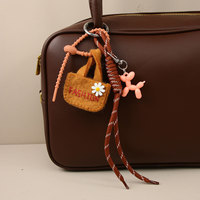 Mini sac en feutre Kawaii, adorable chien ballon, pendentif sac à corde tressée, porte-clés polyvalent, ornement de voiture, décoration de mode pour femmes