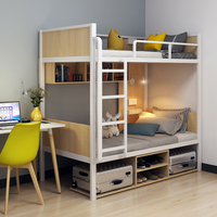 Lit superposé multifonctionnel moderne à étage avec étagères de rangement pour hôtel et auberge de jeunesse
