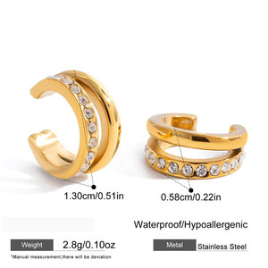 Fashion 316L Stainless Steel 14k 18k Pvd Gold Plated Fine Zircon Cuff <b>Earrings</b> Jewelry Non <b>Piercing</b> <b>Earrings</b> for Women - Product Image 6