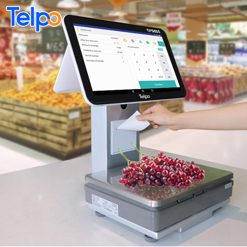 Retail Oplossing Telpo Pos Schalen All In One Touch Android Kassa Weegschaal Met Printer