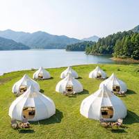 Grande tente cloche Lotus de 28 m² en toile imperméable pour glamping, événements extérieurs, mariages 4m 5m 6m