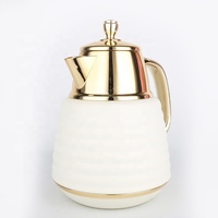 Carafe à miel en forme de pot de miel RTS, bouton diamanté, 1.0 litre, revêtement doré, corps en verre, carafe à vide