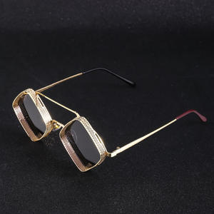 Lunettes de soleil rétro steampunk pour hommes, monture en métal, protection UV400, verres carrés à la mode, protection solaire, voyage, conduite - Product Image 4