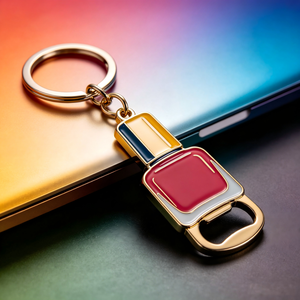Porte-clés <span class=keywords><strong>décapsuleur</strong></span> en alliage de zinc émaillé dur, forme bouteille de vernis à ongles, personnalisé en usine - Product Image 1