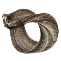 Extensions capillaires à clips, mèches naturelles, reflets bruns à blonds, pour femmes
