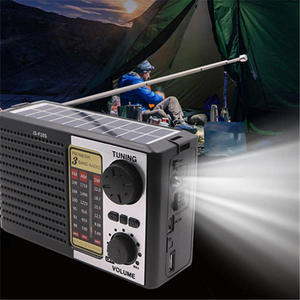 Factory Black FM AM SW 3 Band Solar Radio with <b>USB</b> TF Music Player LED Light 1200mAh Battery 3W <b>Speaker</b> Portable Outdoor Home - Product Image 4