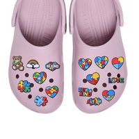 Aksesoris Sepatu PVC untuk Kesadaran Autisme Grosir - Dekorasi Hati Pelangi Kartun Kustom untuk Clogs
