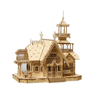 Rompecabezas 3D de Madera, Villa <span class=keywords><strong>Castillo</strong></span>, con Menos de 50 Piezas, Modelo Arquitectónico con Luces, Juguete Educativo para Adolescentes y Adultos, 3 Estrellas - Product Image 2