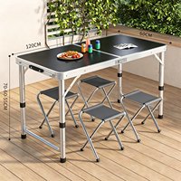 Table de repas d'extérieur moderne rectangulaire en alliage d'aluminium pliable, réglable en hauteur, légère et durable, garantie 5 ans