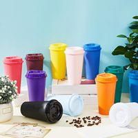 베스트 셀러 맞춤형 로고 16oz 500ml 플라스틱 텀블러 변색 뚜껑이있는 콜드 컵