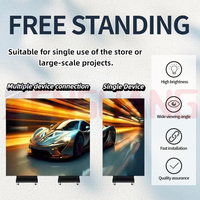 Layar LED Portabel P2 P1.86 P1.25 Dua Sisi Tanpa Sambungan, Terpasang di Tripod, untuk Toko, Seminar, dan Acara Komunitas