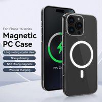 Nouveauté Coque de téléphone magnétique en PC transparente anti-rayures, protection contre les chocs pour iPhone
