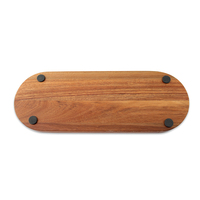 Lot de 4 plateaux de service ovales en bois d'acacia massif, durables et écologiques, gravés, pour apéritifs, camping et mariages