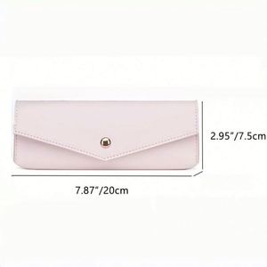 Custom LOGO Portable Pu Leather Small Pencil Pouch Pencil Case Envelope Style Stationery Storage Bag for Work and Office <b>Gifts</b> - Product Image 2