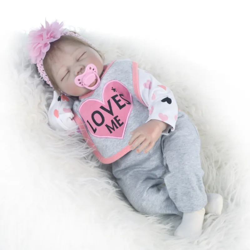 55cm kid Toy Simulation hair Sleeping Vinyl Girl Realistic Bebe Doll Reborn