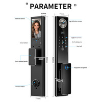 Serrure de porte numérique HanDaily avec fonction d'appel vidéo, Wi-Fi Tuya, authentification par reconnaissance faciale et empreinte digitale, OEM, vente en gros