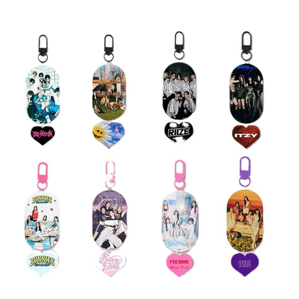 KPOP Keychain Stray Kids IVE RIIZE (G)I-DLE ITZY Acrylic Keyring Pendant ROCK STAR Born Pink Album Bag Accessories Fans Gift