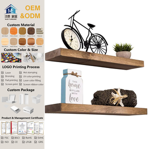 Set of 2 Rustic Pine Wood <strong>Floating</strong> <strong>Shelves</strong> 24\" X 5.5\" <strong>Black</strong> Wall <strong>Shelf</strong> for Storage <strong>Floating</strong> Wood Wall Rack - Product Image 1