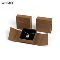 WEIMEI Boîte d'Emballage de Bijoux en Carton Marron Personnalisée avec Logo Design Sur Mesure pour Collier, Bracelet, Bague et Boucles d'Oreilles