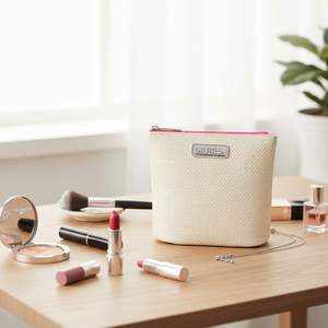 Pochette de maquillage tissée naturelle de qualité supérieure avec fermeture éclair, 7x6x2 pouces, organiseur de beauté et pochette de voyage pour cadeaux promotionnels - Product Image 4