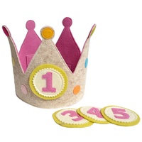 Haute qualité garçon ou fille feutre premier anniversaire fête chapeau feutre couronne fleur jouet avec taille personnalisée pour les enfants fête