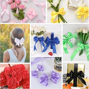 Multi Color Solid Double Face 100% Polyester Satin <b>Ribbon</b> Roll Assortment Set for Gift Packaging <b>Wedding</b> Decor - Product Image 5