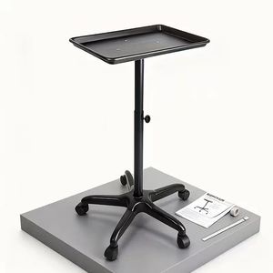 Modern Plastic Hairdressing Tray <b>Foldable</b> Black Beauty Salon Hair Extension <b>Trolley</b> Movable For Beauty Salon - Product Image 4