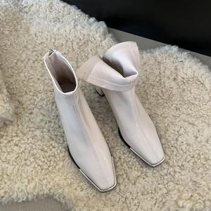 Botines de Cuero para Mujer, Novedad 2026, Punta Cuadrada, Tacón Grueso, con Cordones, Moda Casual Versátil - Product Image 5