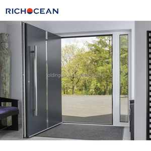 Puertas Principales Pivotantes de Aluminio Blanco para Exteriores, Diseño Moderno RICHOCEAN, Puertas de Seguridad Frontales para Casas - Product Image 5