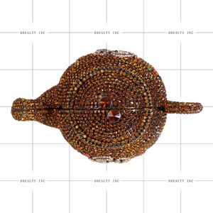 Bolso de mano romántico para mujer con diseño de tetera y diamantes de imitación, cartera de noche con cristales y pájaros bonitos, bolso vintage para cócteles y citas. - Product Image 5