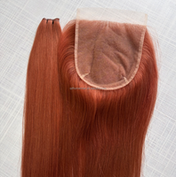 Expédition Rapide – Fermetures en Dentelle HD Transparente de Haute Qualité en Cheveux Humains Couleur Gingembre – Système d'Intégration en Maille – Fermeture en Dentelle Cuivrée