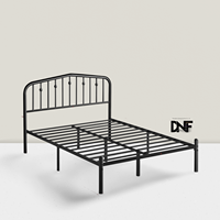 Cadre de lit Queen Size en métal, cadre de lit Queen Size robuste de 14 pouces avec tête de lit et rangement sous le lit de 12.5 pouces, coin rond sûr
