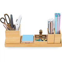 Logo personnalisé petit organisateur de bureau accessoires de bureau ensemble organisateur de bureau en bois de bambou