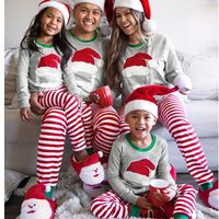 Pyjamas de famille assortis personnalisés pour les fêtes, pantalon rayé rouge et blanc, ensemble de vêtements de détente à manches longues pour adultes, respirant pour l'été